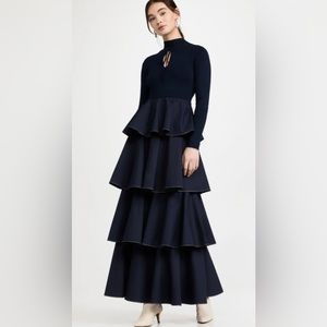 Something Navy - Keyhole ruffle dress - navy blue XS